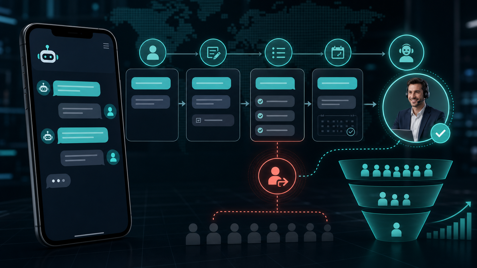 Telegram Bot 高意向线索筛选和人工跟进示意图